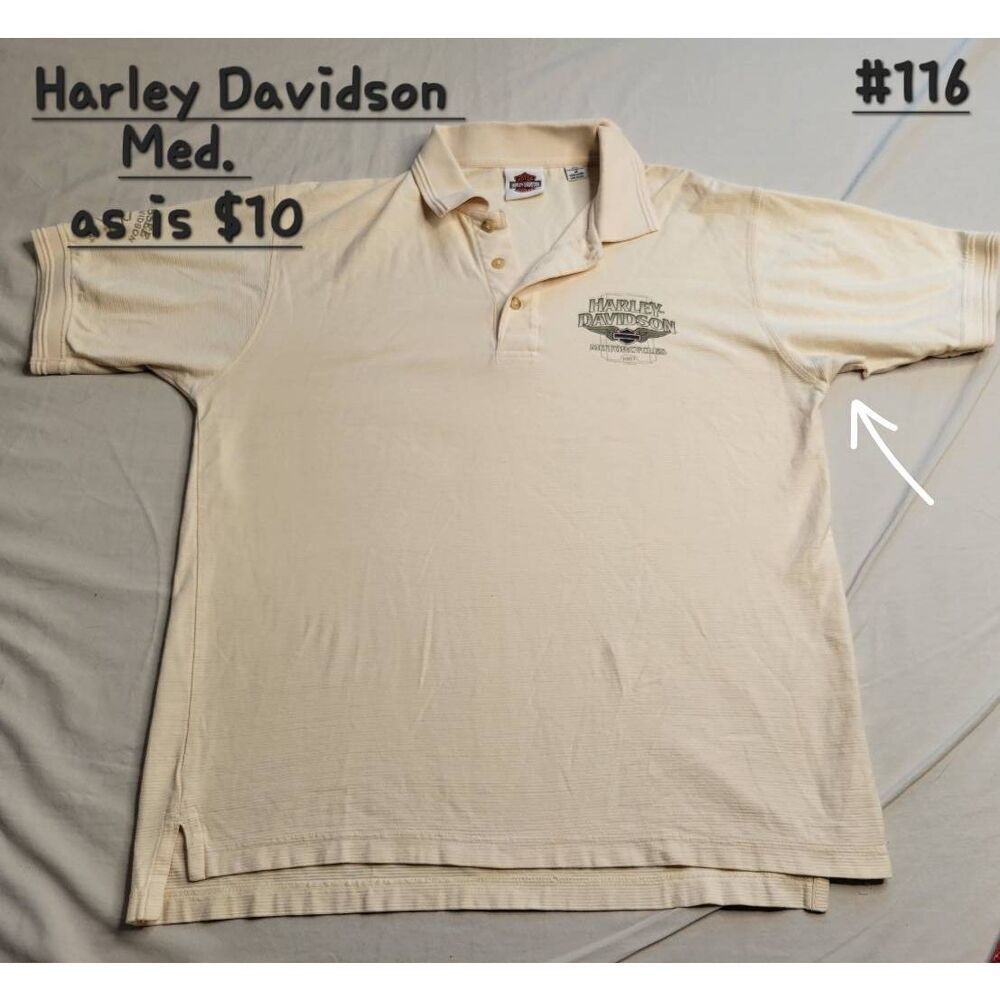 Harley Davidson mens top polo Shiawassee Birch Run Michigan medium as is